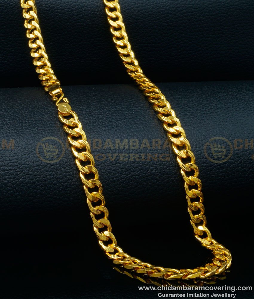 SHN101 - One Gram Gold Heavy Design Cuban Link Gold Chain for Men 