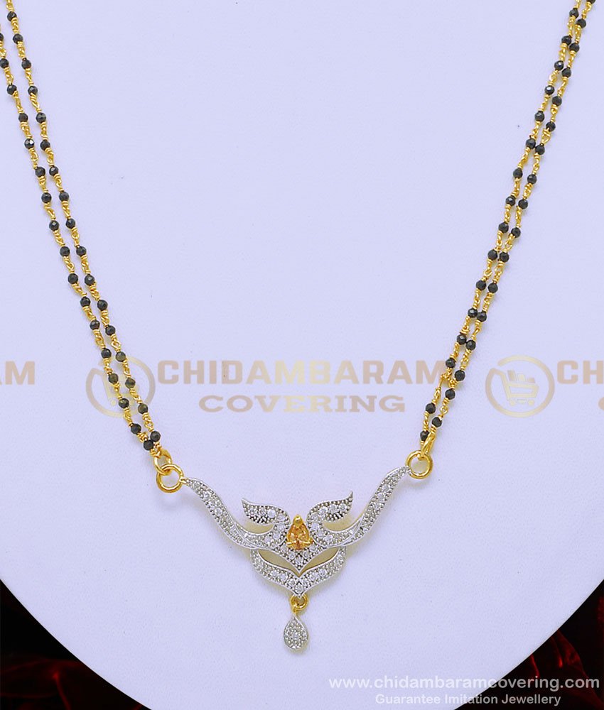 BBM1006 - Latest Collection Diamond White Stone One Gram Gold Short Mangalsutra Online