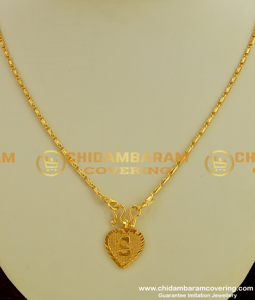 SCHN061 - Gold Plated Alphabet ‘S’ Letter Pendant with Chain for Boys and Girls