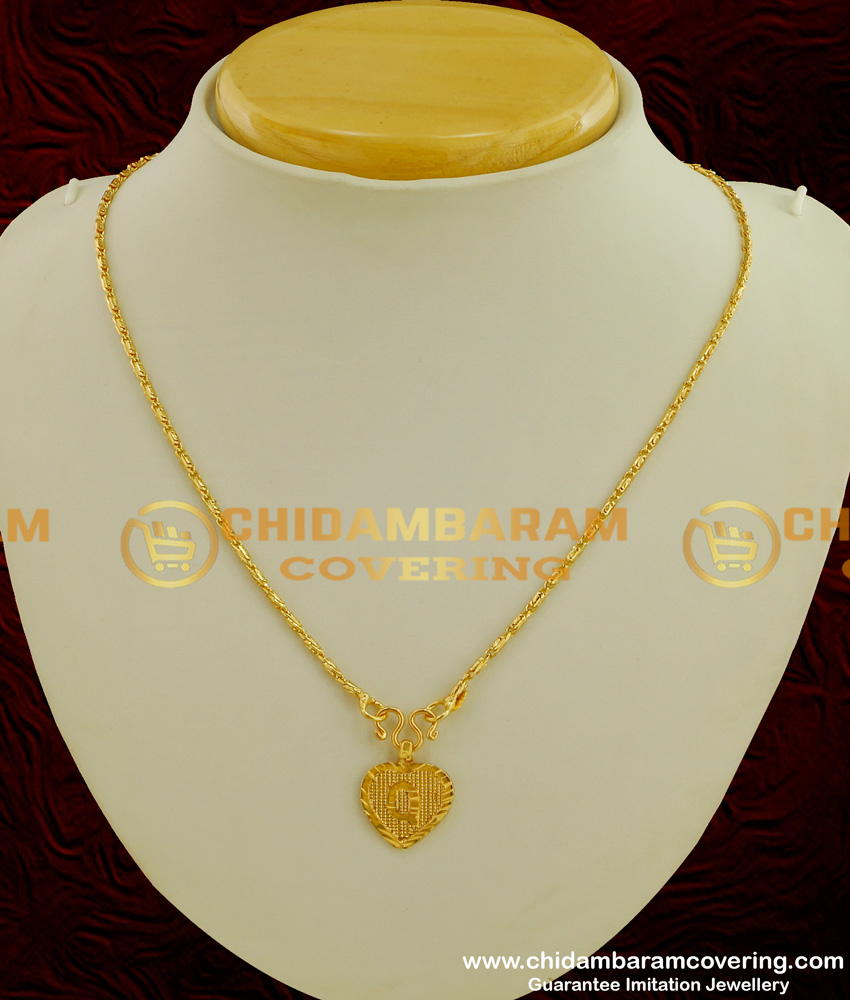 SCHN063 - Gold Plated Alphabet ‘Q’ Letter Pendant with Chain for Boys and Girls