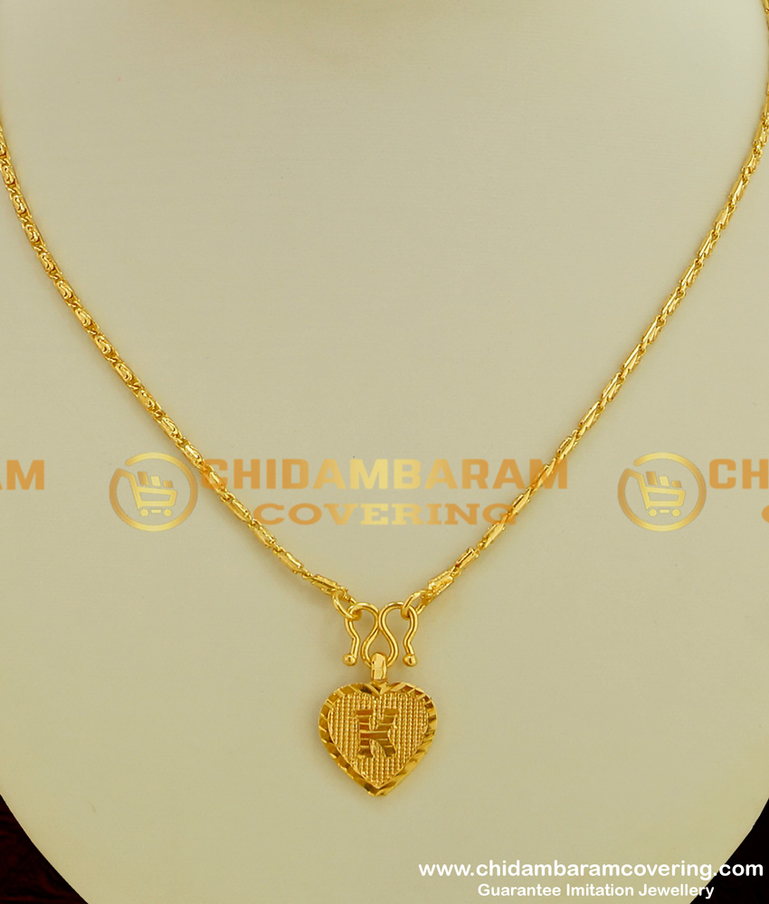 SCHN067 - Gold Plated Alphabet ‘K’ Letter Pendant with Chain for Boys and Girls