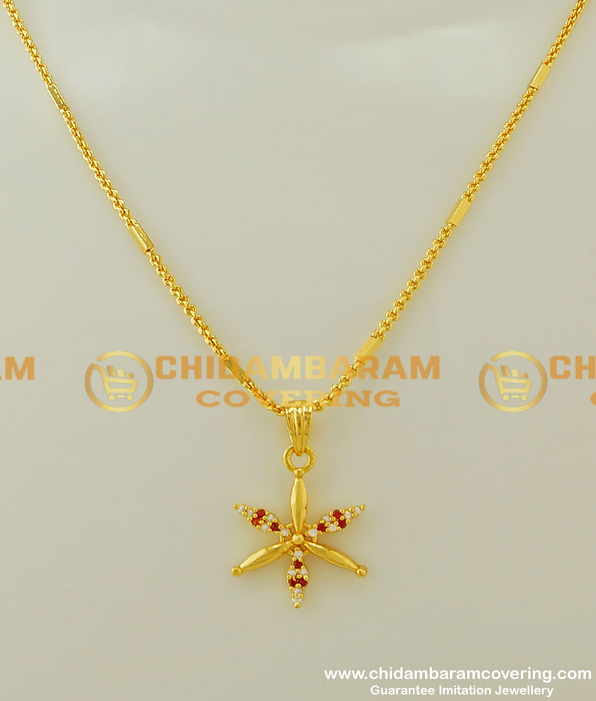 SCHN153 - Trendy One Gram Gold Chain with Modern Gold Pendant Design for Female 