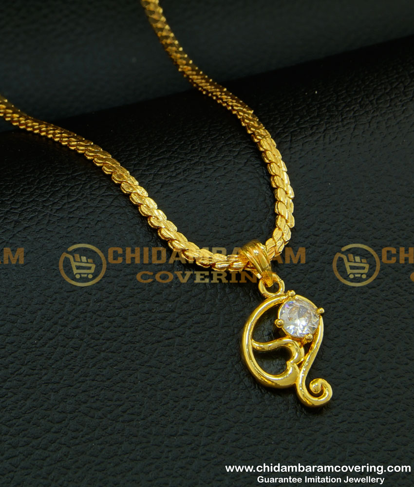 SCHN213 - Fashionable Single White Stone Dollar Baby Gold Chain Design Imitation Jewellery