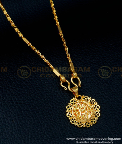 SCHN350 - Round Shape Gold Pattern Dollar Female Gold Chain with Locket Design  