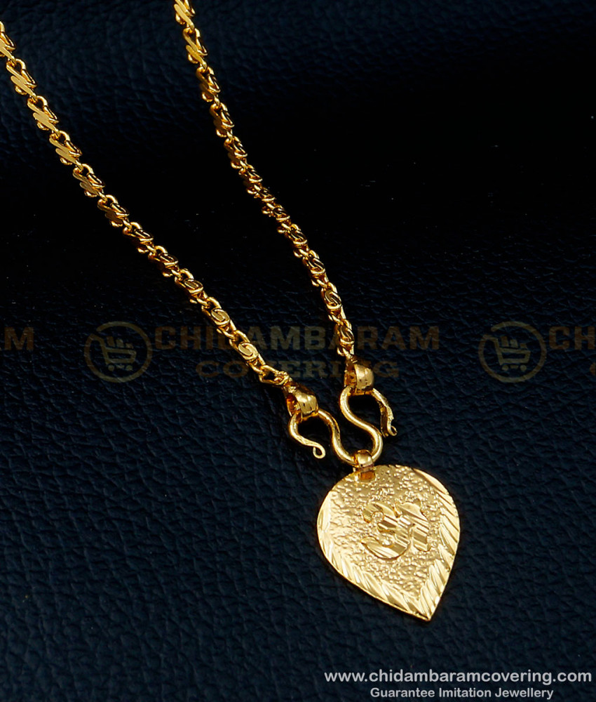 om pendant, dollar chain, one gram gold jewellery, short chain with dollar, small chain dollar, om locket, 