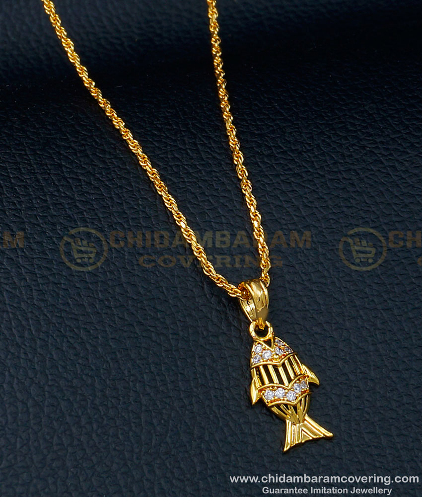 fish pendant, fish dollar, fish pendant chain, fish dollar chain, fish locket, one gram gold jewellery, 