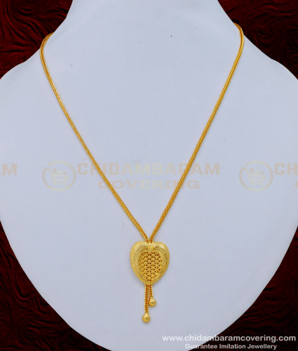 SCHN387 - New Model Gold Plated Plain Pendant Thin Chain for Daily Use 