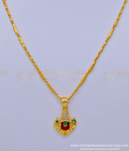 SCHN420 - Traditional Balaji Pendant Design Finish Light Weight Short Chain Imitation Jewellery 