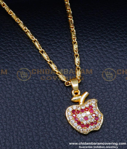 SCHN470 - Attractive Stone Apple Design Pendant with Chain for Ladies