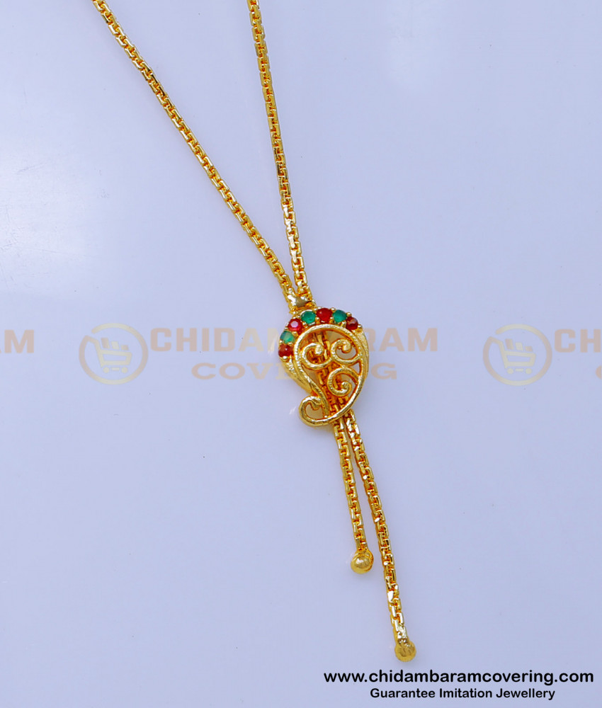  1 gram gold chain for ladies, 1 gram gold pendant, 1gm gold plated pendant set, gold plated chain with guarantee, gold plated chain for women