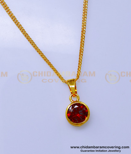 SCHN482 - Latest Single Stone Pendant Design with Short Chain