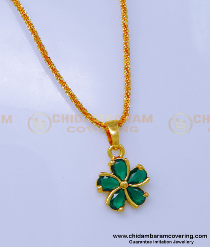 SCHN484 - Beautiful Thin Gold Chain with Small Pendant Design