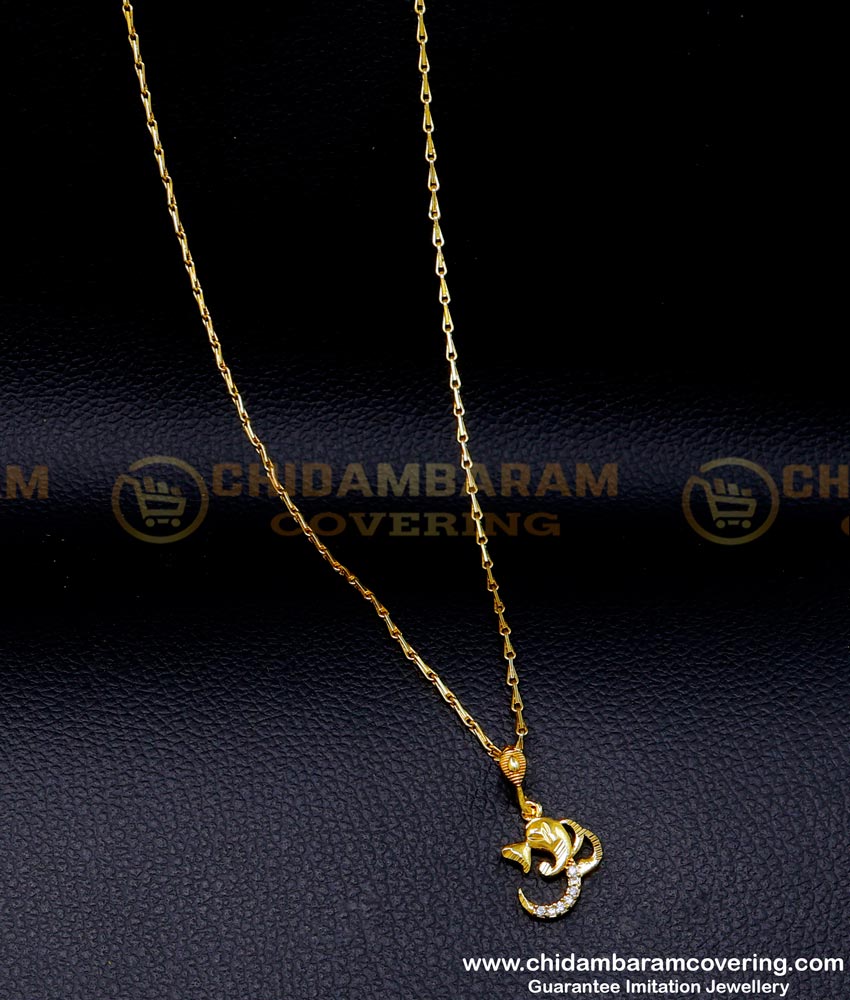 Ganesh Pendant, ganpati pendant, Gold Plated Chain with Guarantee, Women gold plated chain with pendant, 1 gram Gold Plated Chain, 1gm Gold Plated jewellery online, Short Chain with pendant designs, Gold plated jewellery with guarantee, Gold Dollar Chain Designs for Female, 1 Gram Gold covering Chai