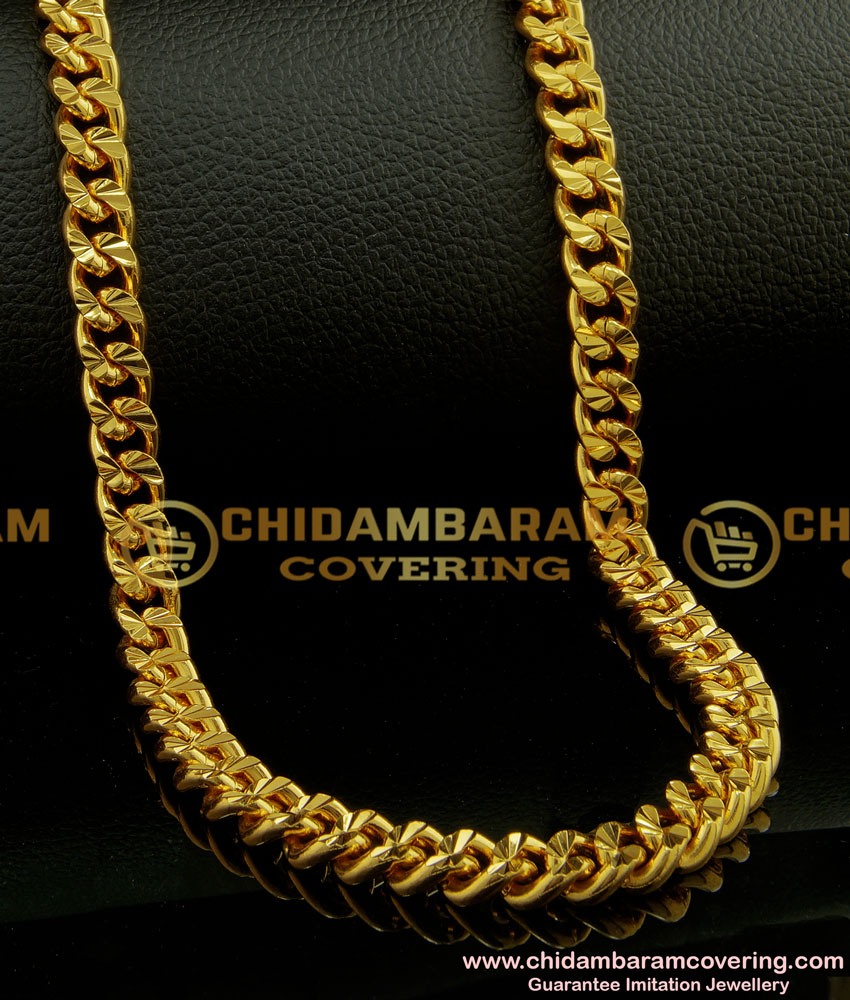 SHN060 - Heavy Gold Chain Design Cuban Link Chain for Men One Gram Gold Men Necklace Online 