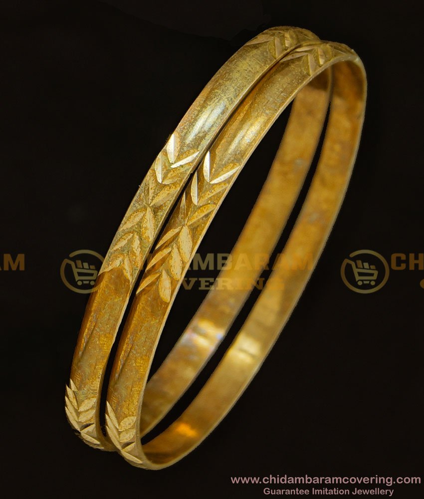 BNG321 - 2.8 Size Natural Colour Leaf Design Daily Use Five Metal Bangles for Female