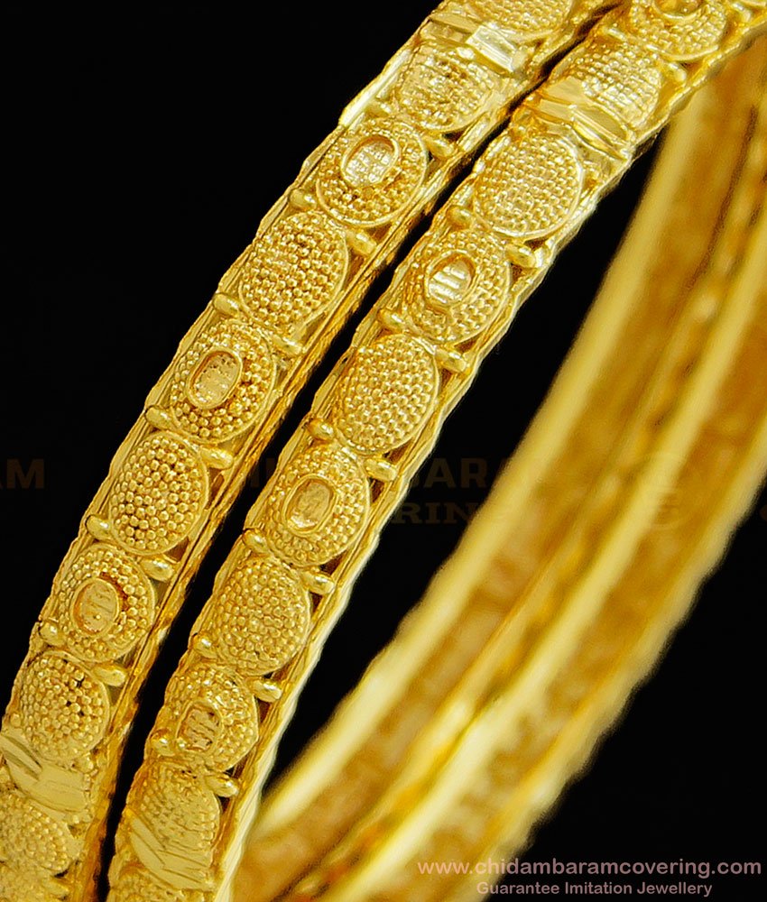 BNG331 - 2.4 Size New Pattern Gold Look Thin Bangles Design Gold Plated Jewellery Online