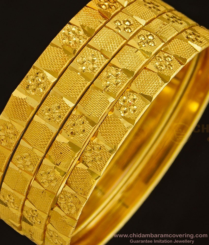 BNG337 - 2.4 Size New Pattern Gold Finish Imitation Bangles Set Best Price Buy Online