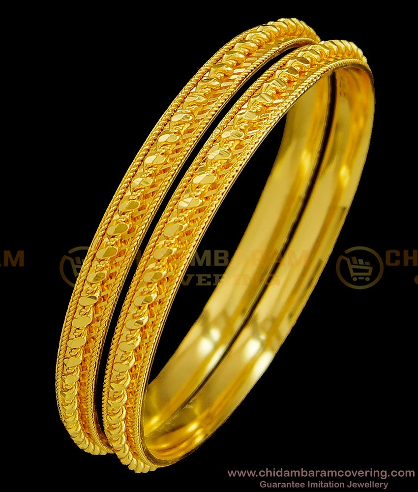 BNG374 - 2.6 Size Real Gold Design One Gram Gold Twisted Bangles South Indian Guarantee Bangle Online