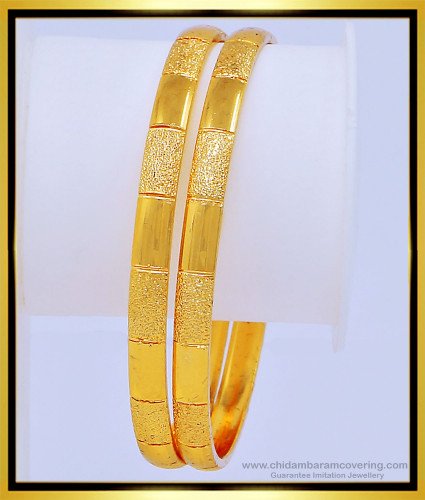 BNG422 - 2.4 Size New Pattern 1 Gram Gold Designer Plain Bangles for Female 