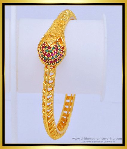 BNG447 - 2.8 Size Elegant Party Wear Ad Stone Single Bangles One Gram Gold Jewellery Online