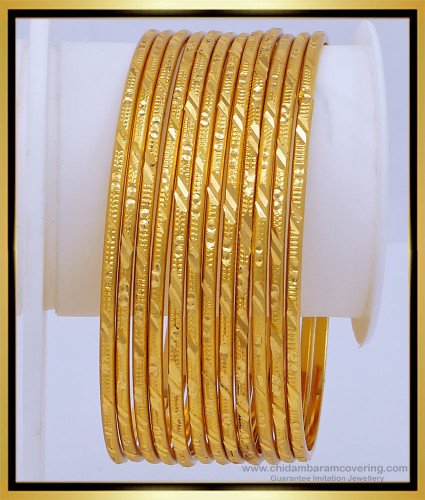 BNG489 - 2.8 Size South Indian Thin Bangles 12 Pcs Set Imitation Bangles for Daily Use 