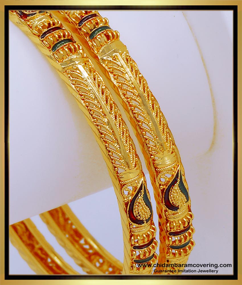 BNG565 - 2.8 Size Latest Stunning Gold Bangles Design Enamel Bangles Gold Plated Jewellery