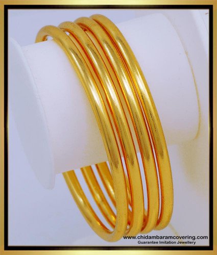 BNG572 - 2.4 Size Real Gold Look Daily Use Plain Thick Bangles Design One Gram Gold Jewellery 