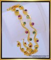 BNG605 - 2.4 Size Unique One Gram Gold Ruby Emerald Stone Thin Curvy Bangles for Girls