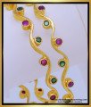 BNG605 - 2.8 Size Unique One Gram Gold Ruby Emerald Stone Thin Curvy Bangles for Girls