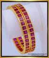 BNG610 - 2.6 Size Beautiful Impon First Quality Ruby Stone Bangles Design for Ladies 