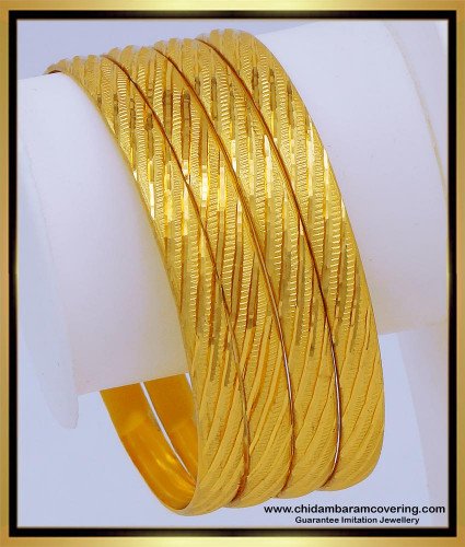 BNG626 - 2.4 Size Gold Pattern 4 Bangles 1 Gram Gold Plated Bangles Online Shopping 