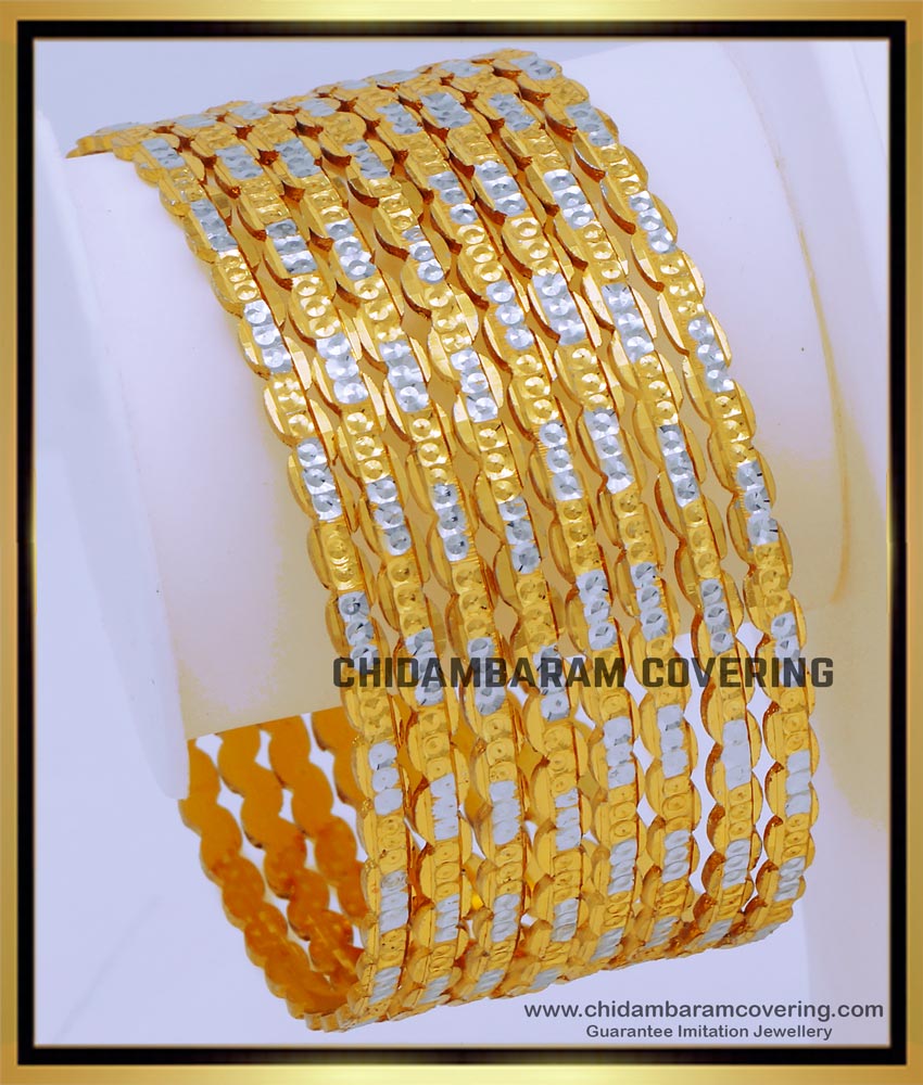 First Quality Rhodium Polish Gold Bangles Set