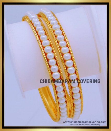 BNG686 - 2.6 Size Traditional Pearl Bangles Designs for Ladies 