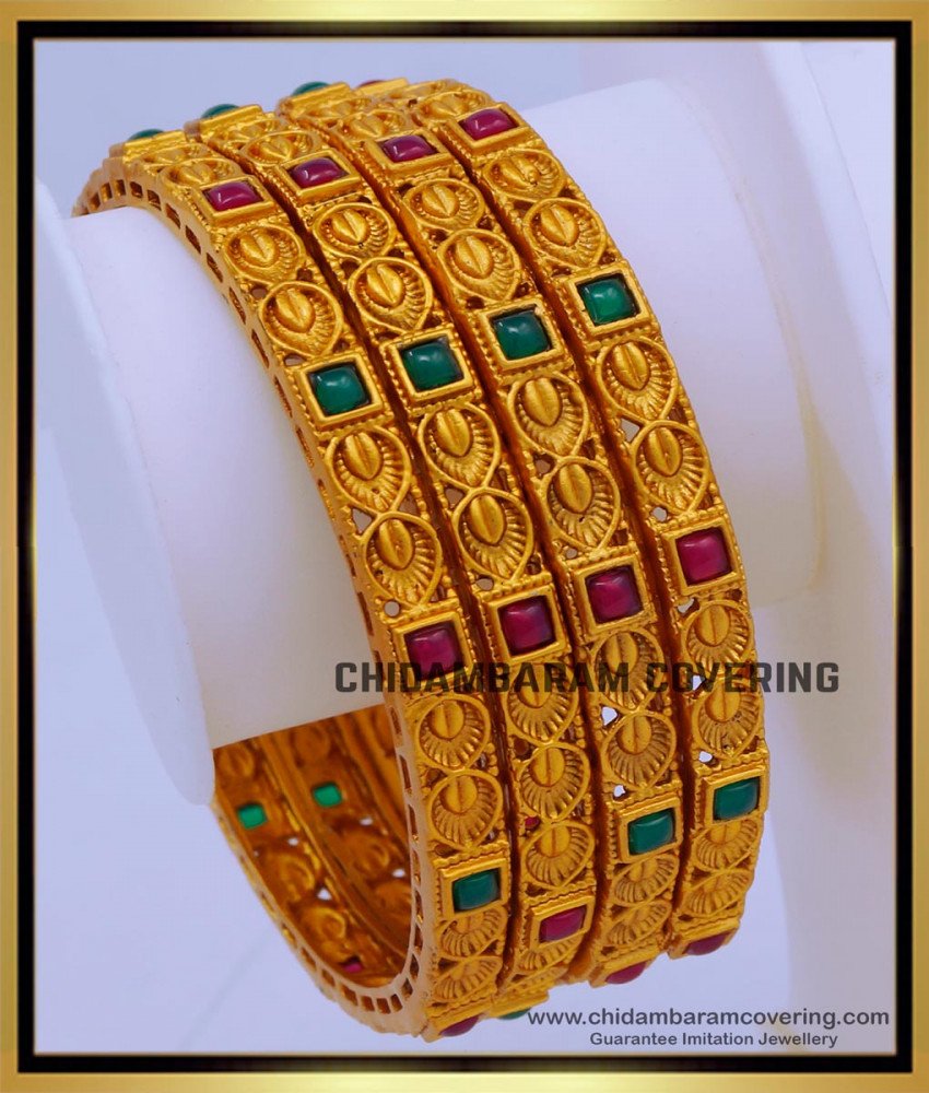 Premium Quality Bridal Wear Temple Bangles Set 