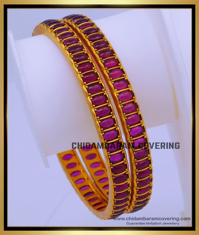 Beautiful Ruby Kemp Temple Bangles Set Buy Online