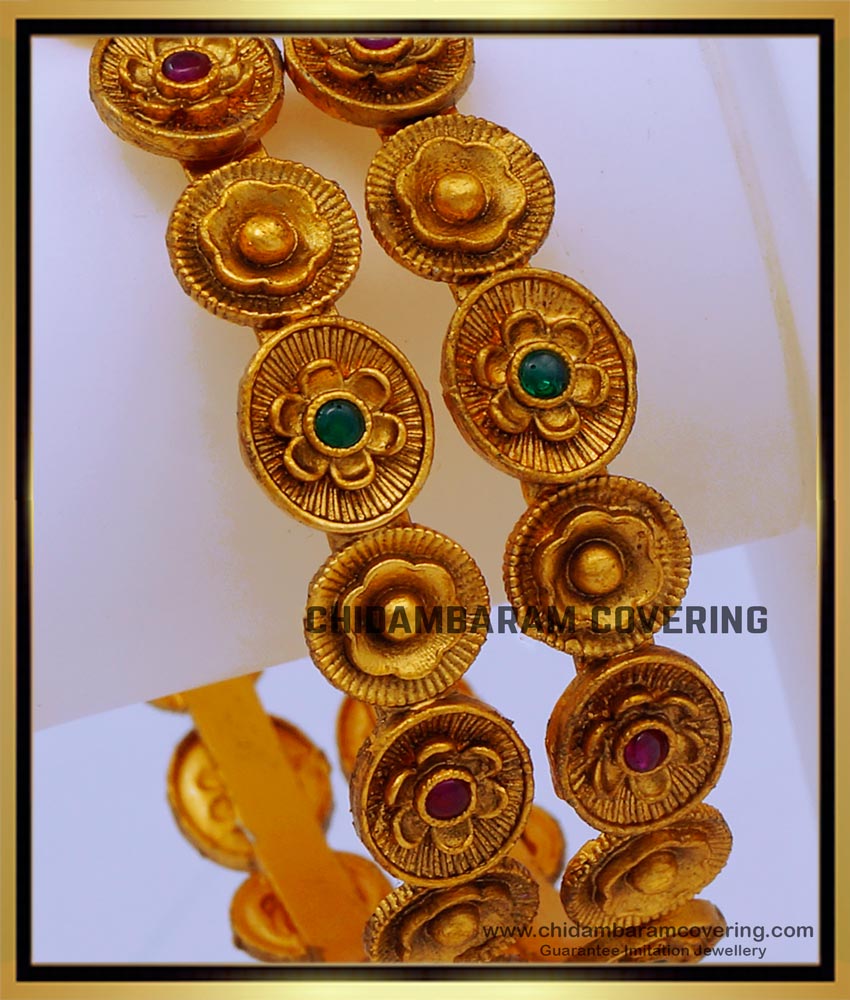 Unique Flower Design Antique Bangles Online Shopping 