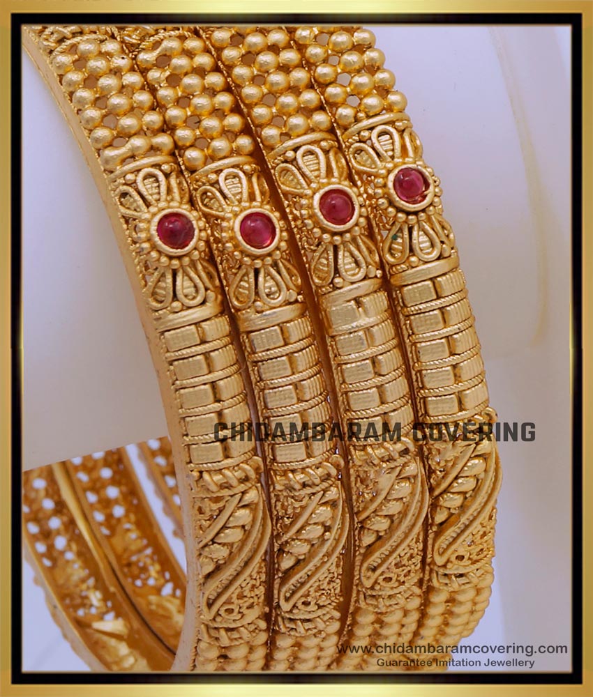 Premium Quality Bridal Wear Temple Bangles Set 