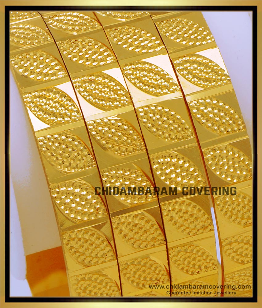 Unique Leaf Design 1 Gram Gold Bangles Set for Wedding