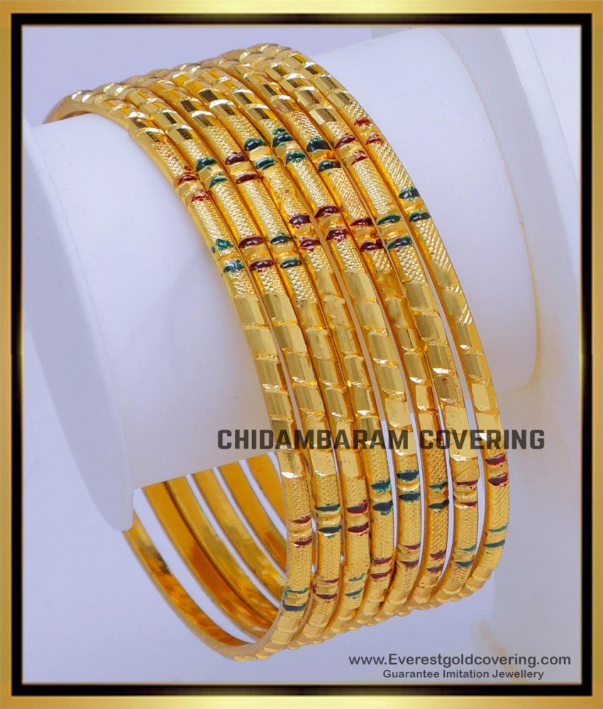 daily wear bangles designs in gold, enamel bangles, 1 gram gold bangles, one gram gold jewellery online, 1 gram gold jewellery online shopping cash on delivery, gold plated bangles, gold plated silver bangles, daily wear bangles designs in gold, gold plated jewellery, plain bangles