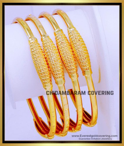 BNG846 - 2.8 Size New Model Daily Use Plain Gold Covering Bangles 