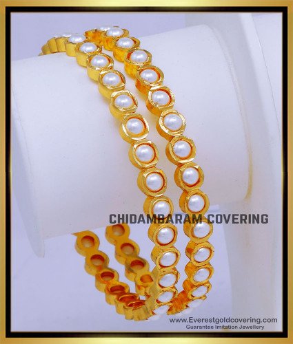 BNG865 - 2.8 Beautiful Latest Collection Gold Design Pearl Bangles