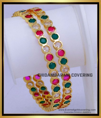 BNG869 - 2.10 Wedding Wear Multi Stone Impon Bangles Online Shopping