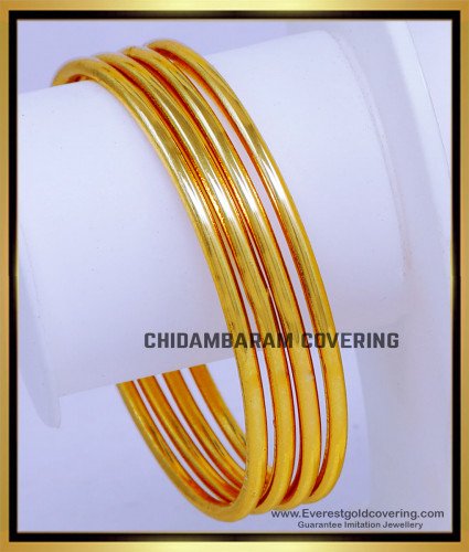 BNG890 - 2.6 Pure Impon Plain Gold Bangles Designs Daily Wear