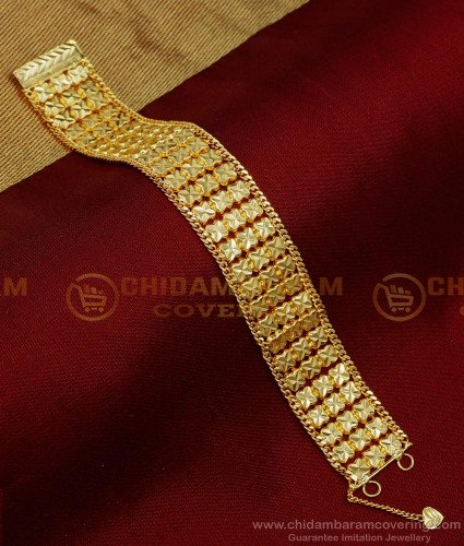 BCT379 - Bridal Wear Gold Plated Jewelry Wide Bracelet for Women 