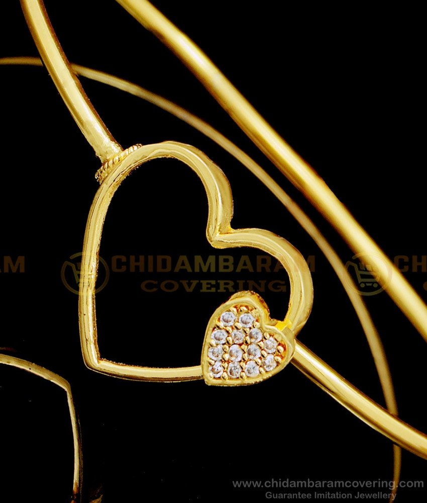 Stylish Heart Design White Stone Bracelet Gold Plated Jewelry