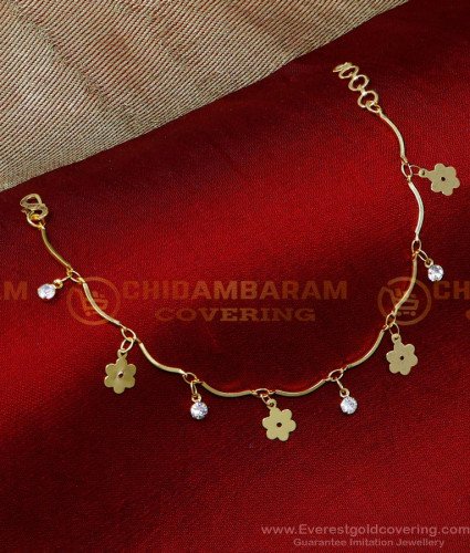 BCT530 - Stylish Hanging White Stone Female Gold Bracelet Designs