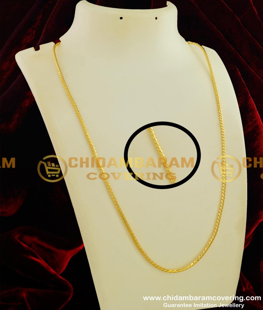 CHN065-LG - 30 Inches Daily Wear Shiny Thin Gold Chain Look Chain for Men and Women