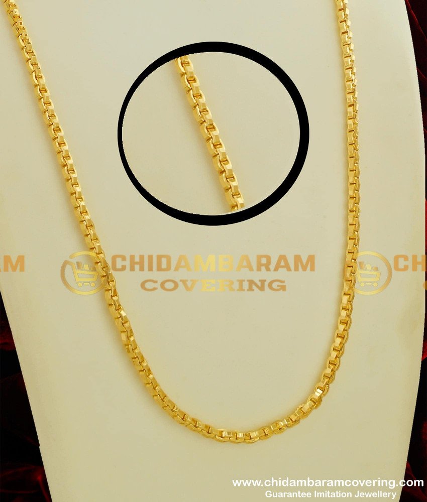 CHN067 - Traditional Design Pure Gold Plated Plain Solid Chain for Men and Women