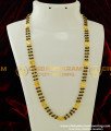 CHN069-LG - 30 Inches Long Designer Double Line Gold Black Crystal Chain Black Beads Two Line Chain Online