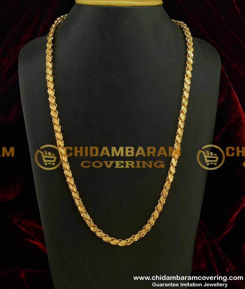 CHN083-XLG - 36 Inches Long Chain Chidambaram Covering Gold Plated Grand Look Designer Cut Sundari Chain Design Online